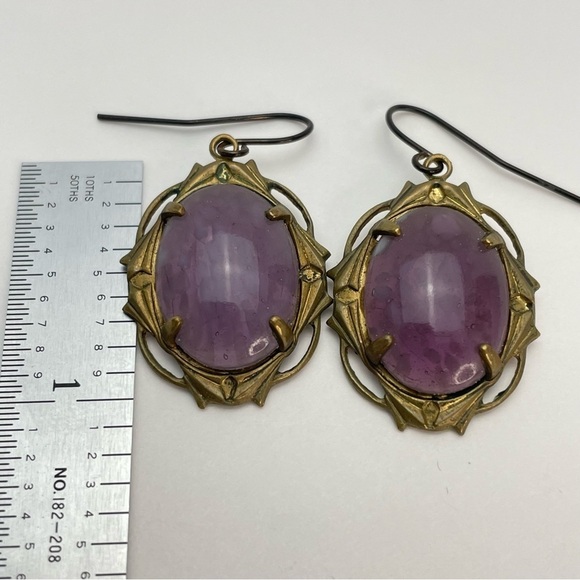 Purple Glass Dangle Earrings - Picture 5 of 10